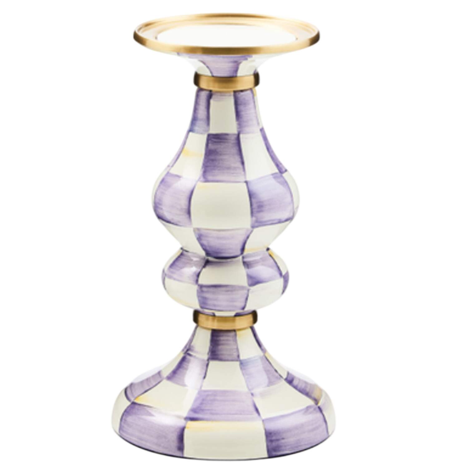Violet Check 9" Pillar Candleholder by MacKenzie-Childs-1