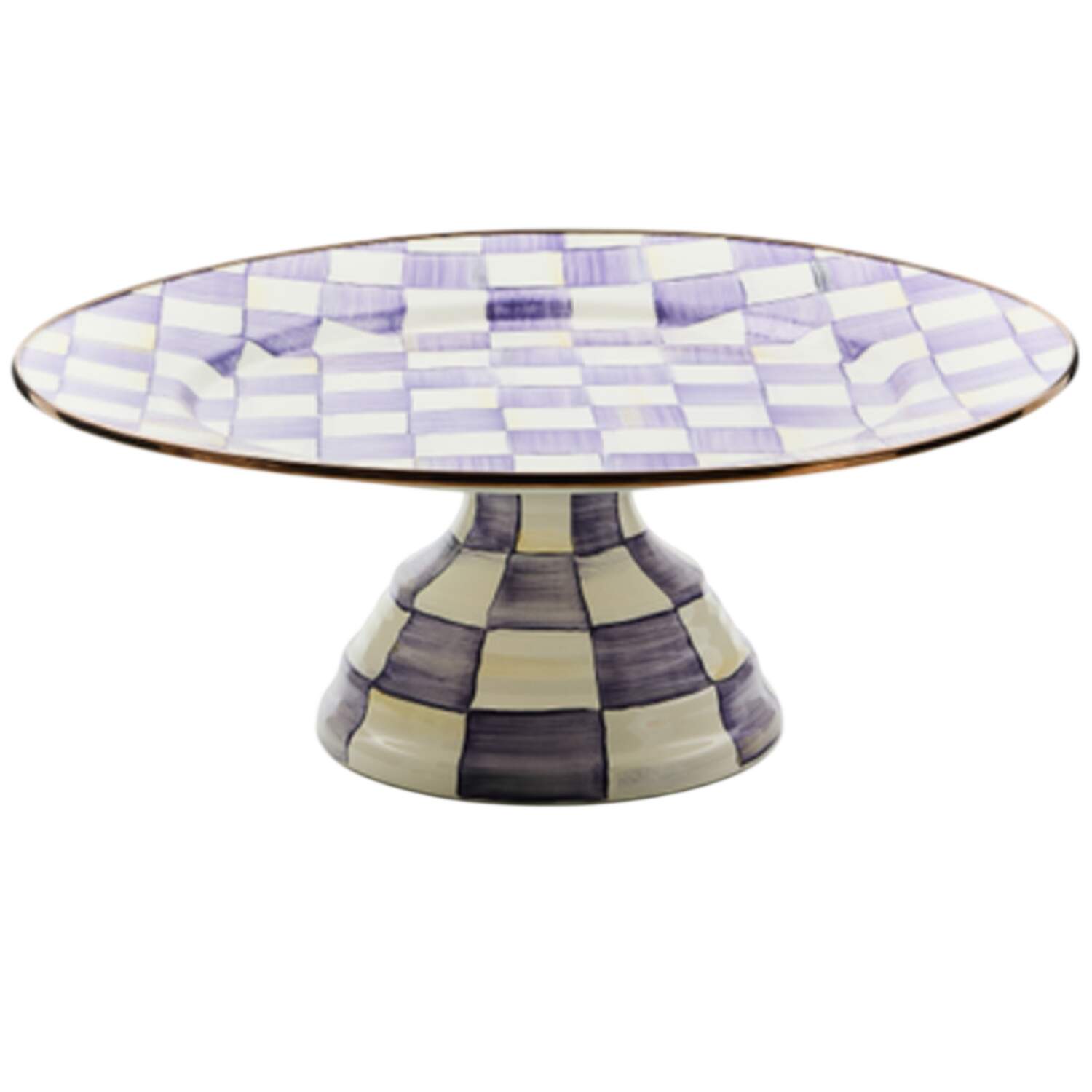 Violet Check 16" Diameter Pedistal Cake Stand by MacKenzie-Childs-1