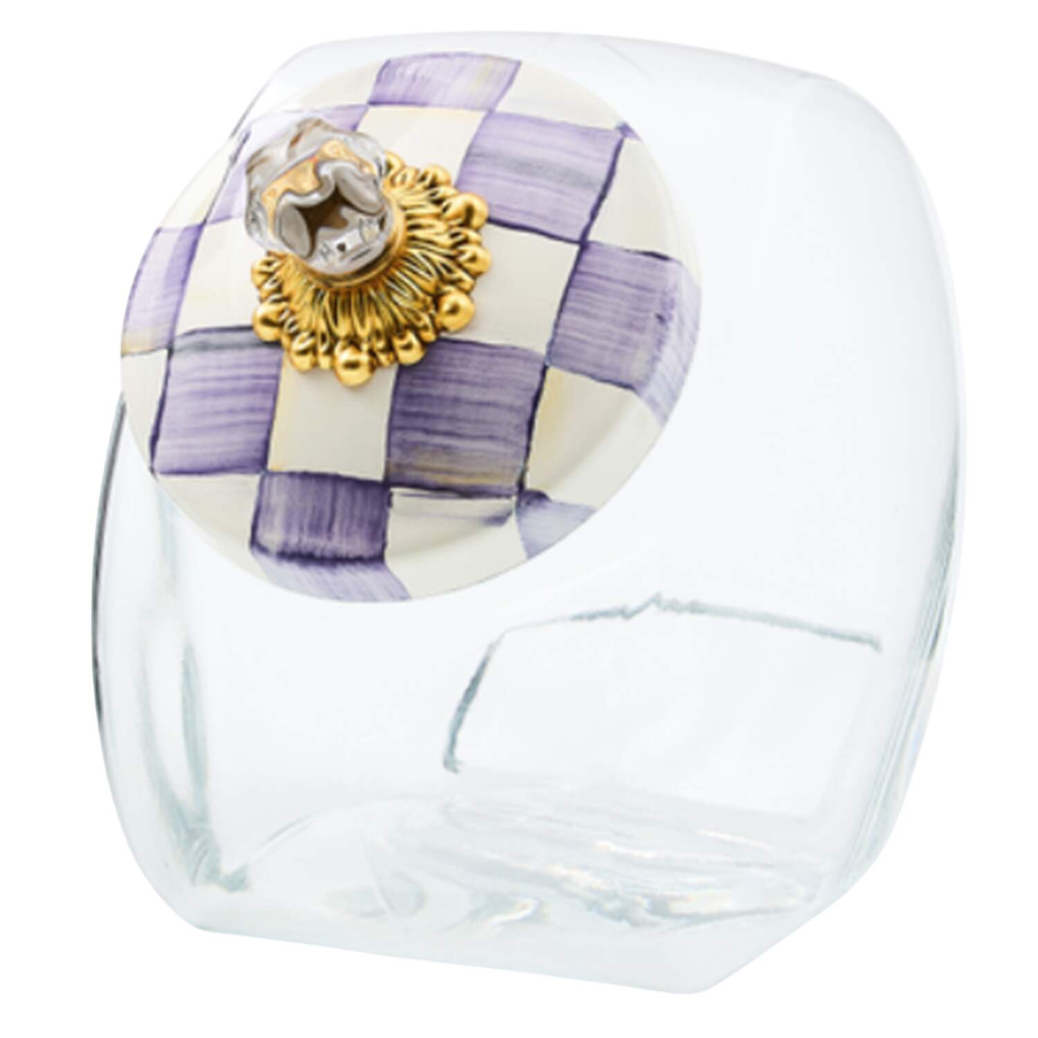 Violet Check Glassware Candy Jar & Lid by MacKenzie-Childs-1