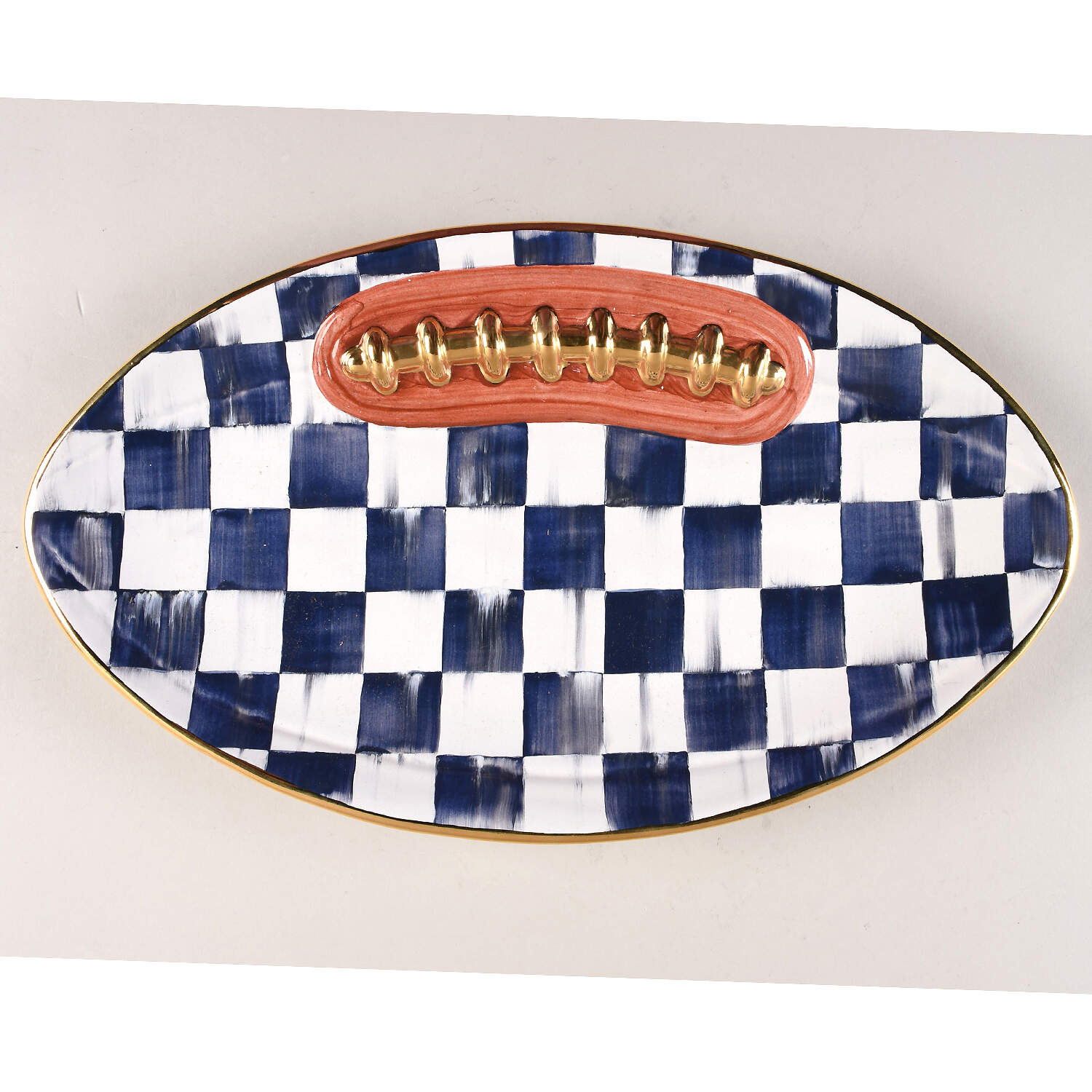 Courtly Check Football & Basketball Platter&Plates 13" Oval Serving Platter by MacKenzie-Childs-1