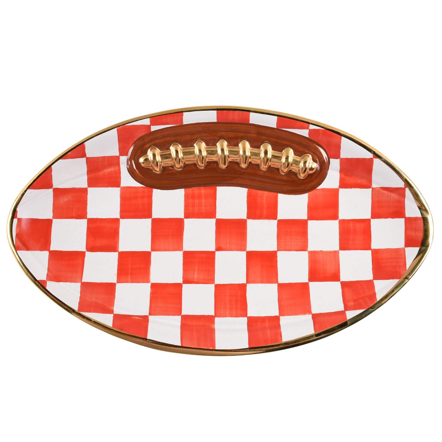 Courtly Check Football & Basketball Platter&Plates 13" Oval Serving Platter by MacKenzie-Childs-1