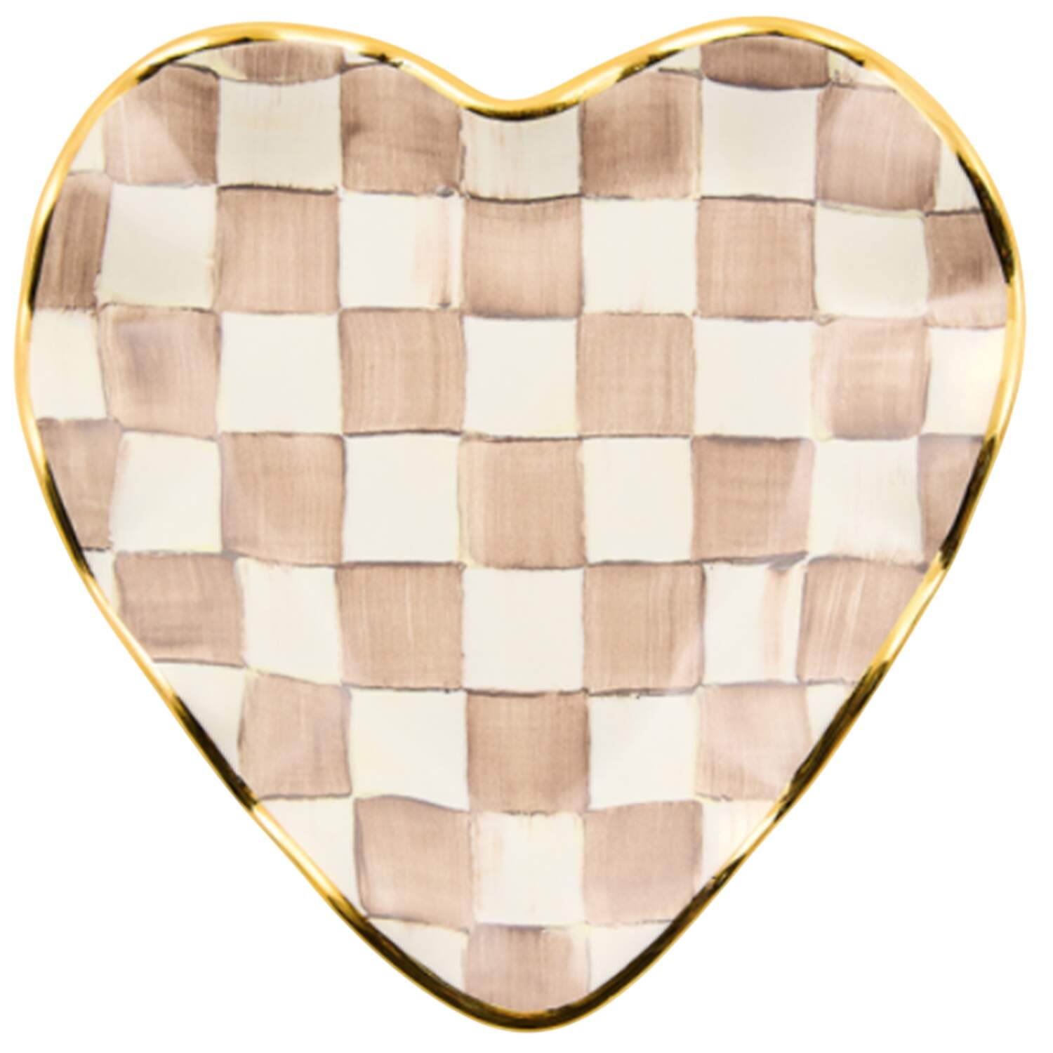 Mocha Check (Ceramic) 6" Heart Shaped Tray by MacKenzie-Childs-1