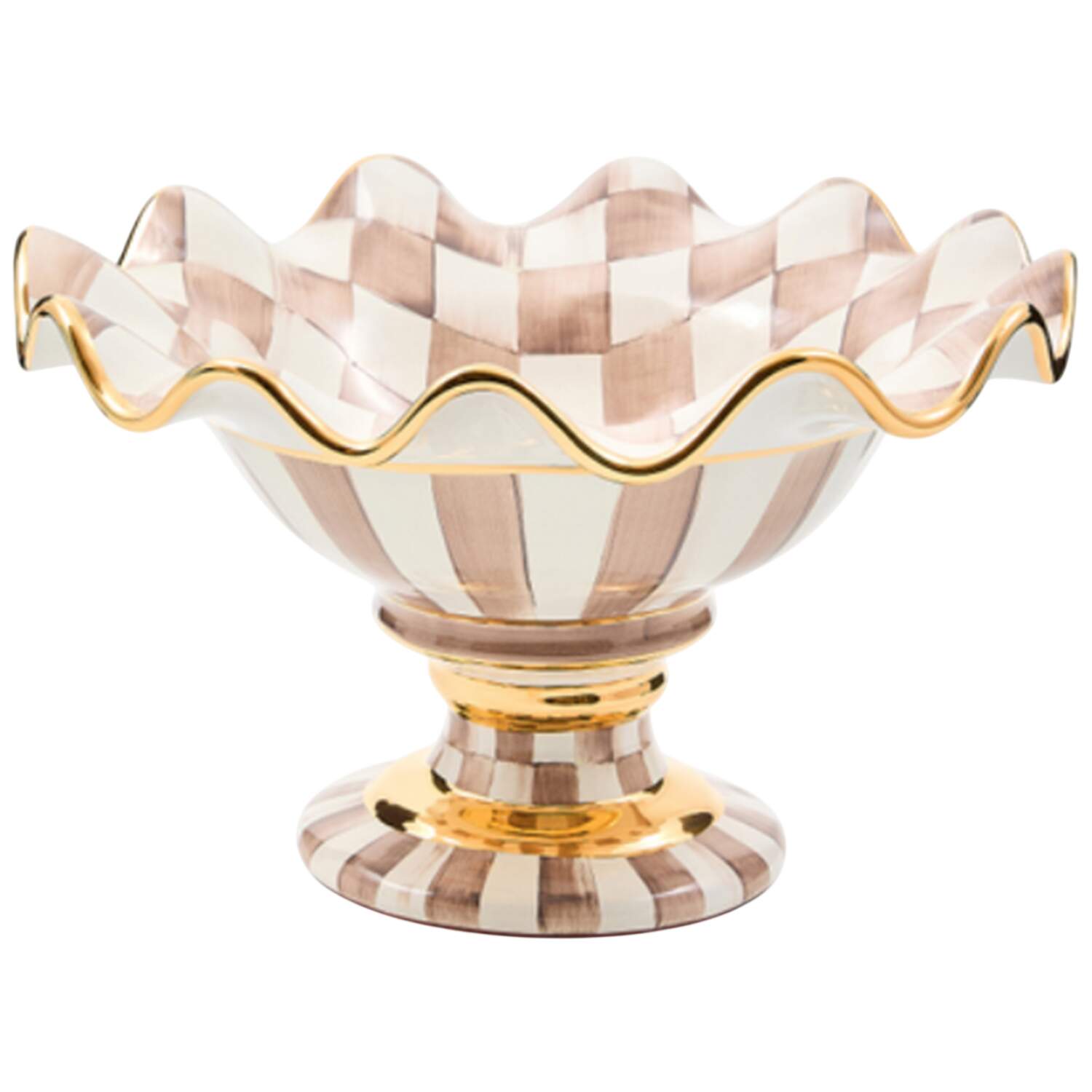 Mocha Check (Ceramic) Round Compote (Height X Width) by MacKenzie-Childs-1