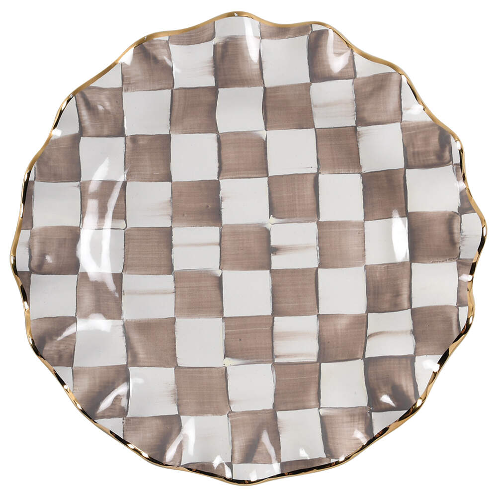 Mocha Check (Ceramic) Dinner Plate by MacKenzie-Childs-1