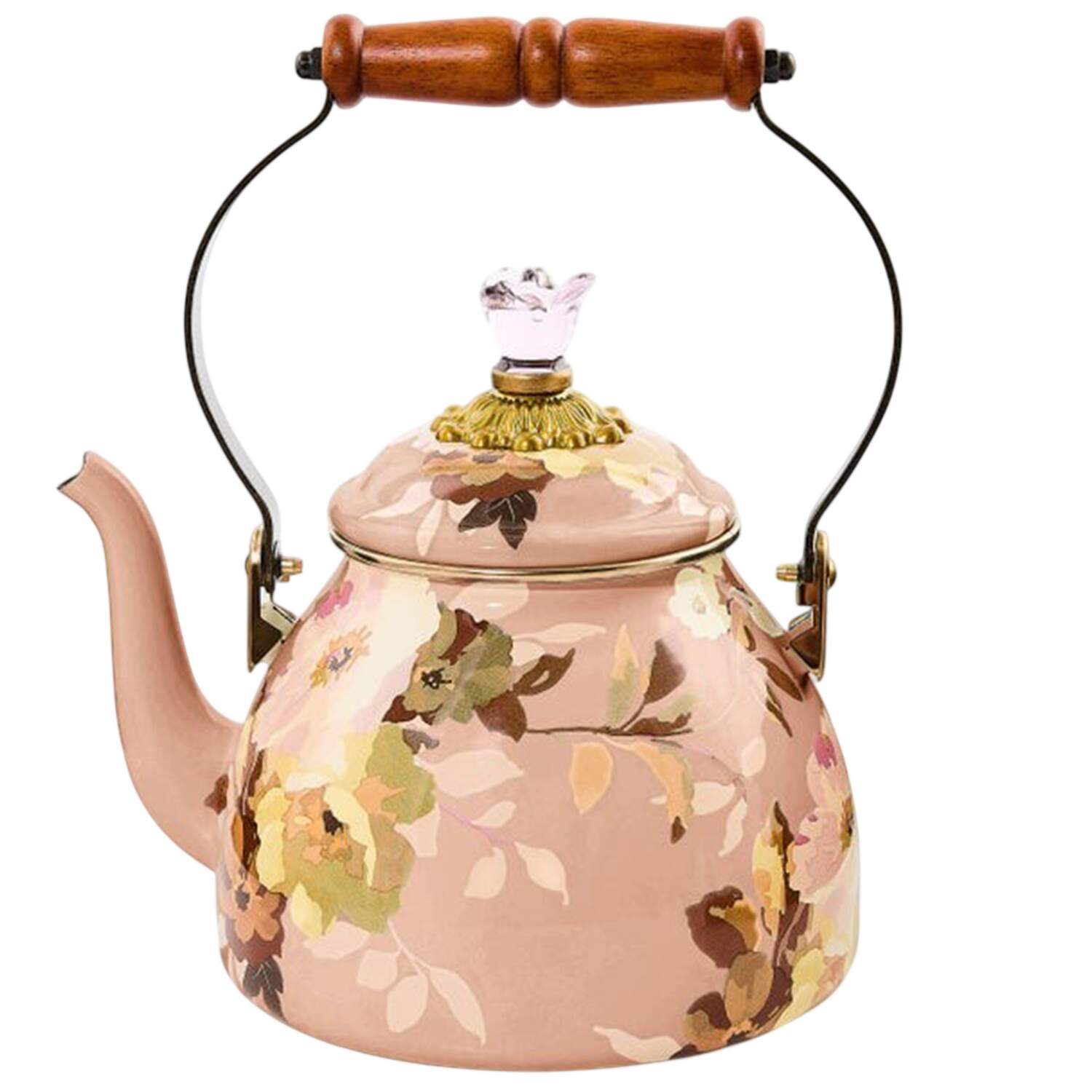 Wild Rose  Mauve (Enamelware) Metal Kettle & Lid by MacKenzie-Childs-1