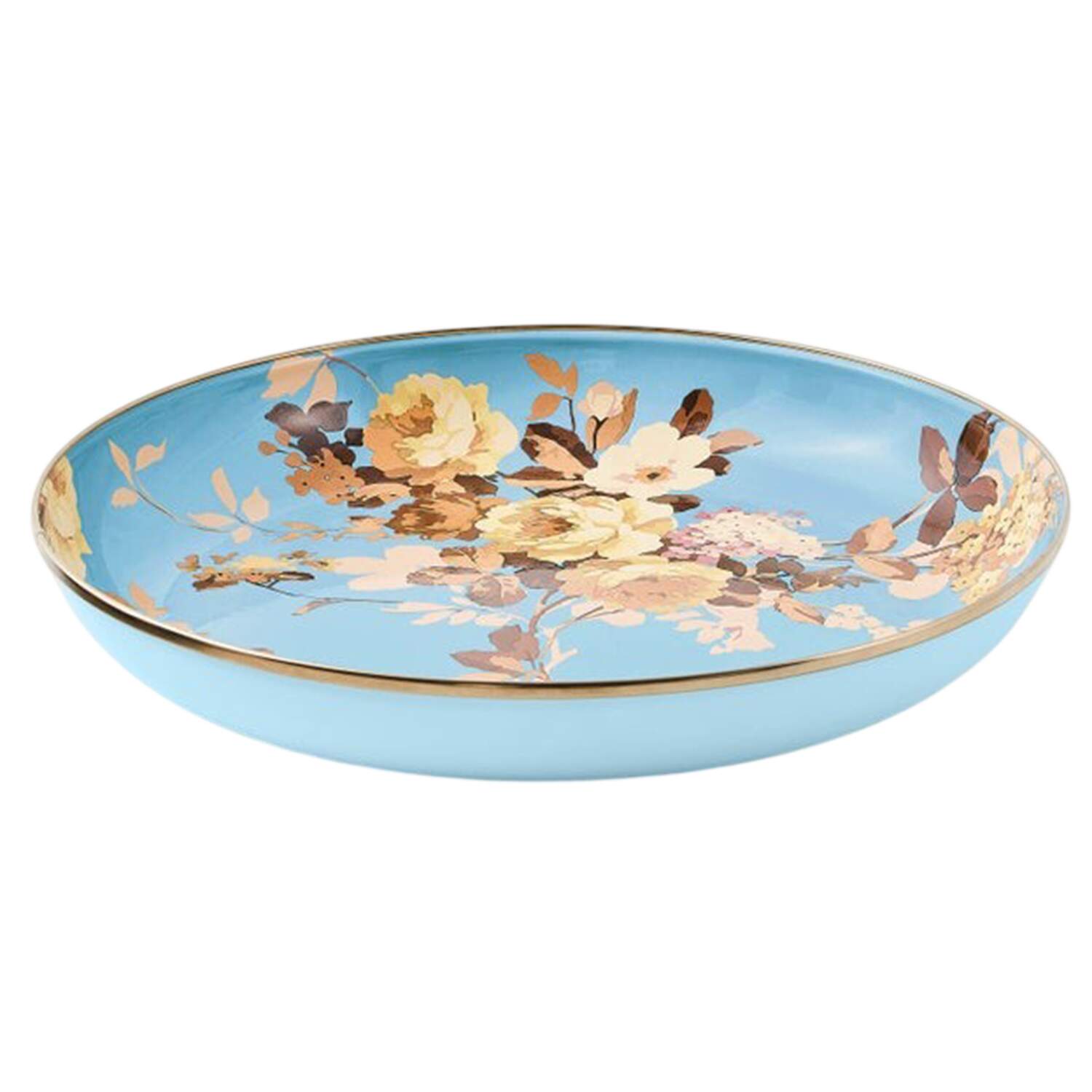 Wild Rose Slate (Enamelware) 13" Shallow Round Bowl by MacKenzie-Childs-1
