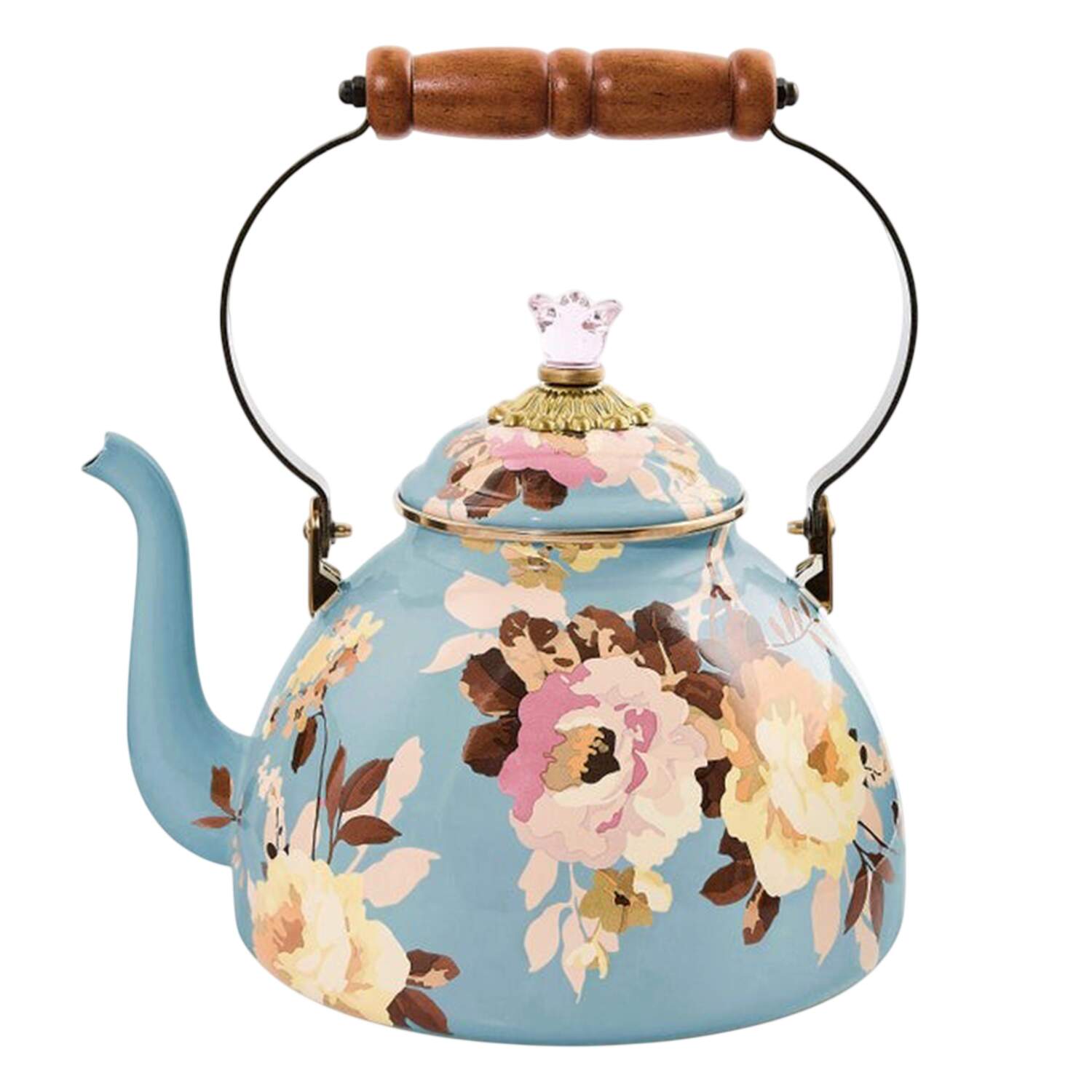 Wild Rose Slate (Enamelware) Metal Kettle & Lid by MacKenzie-Childs-1