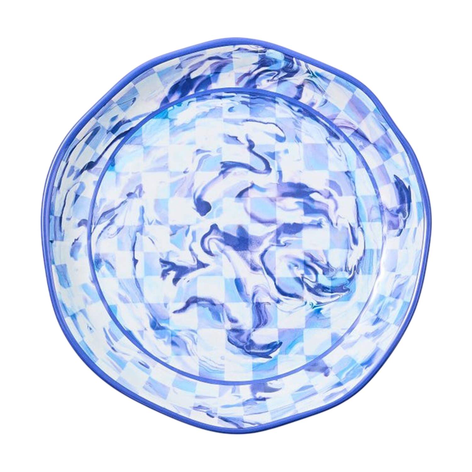 Blue Marble Check (Melamine) 15" Round Platter by MacKenzie-Childs-1