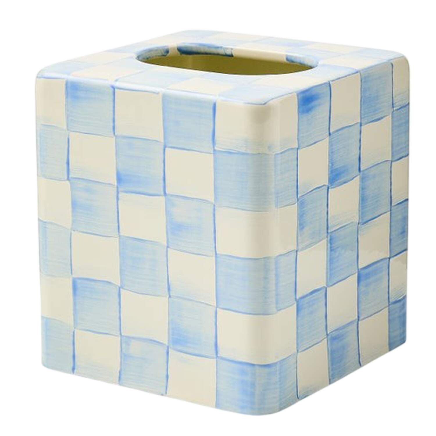 Sky Check (Enamelware) Square Tissue Box Cover by MacKenzie-Childs-1