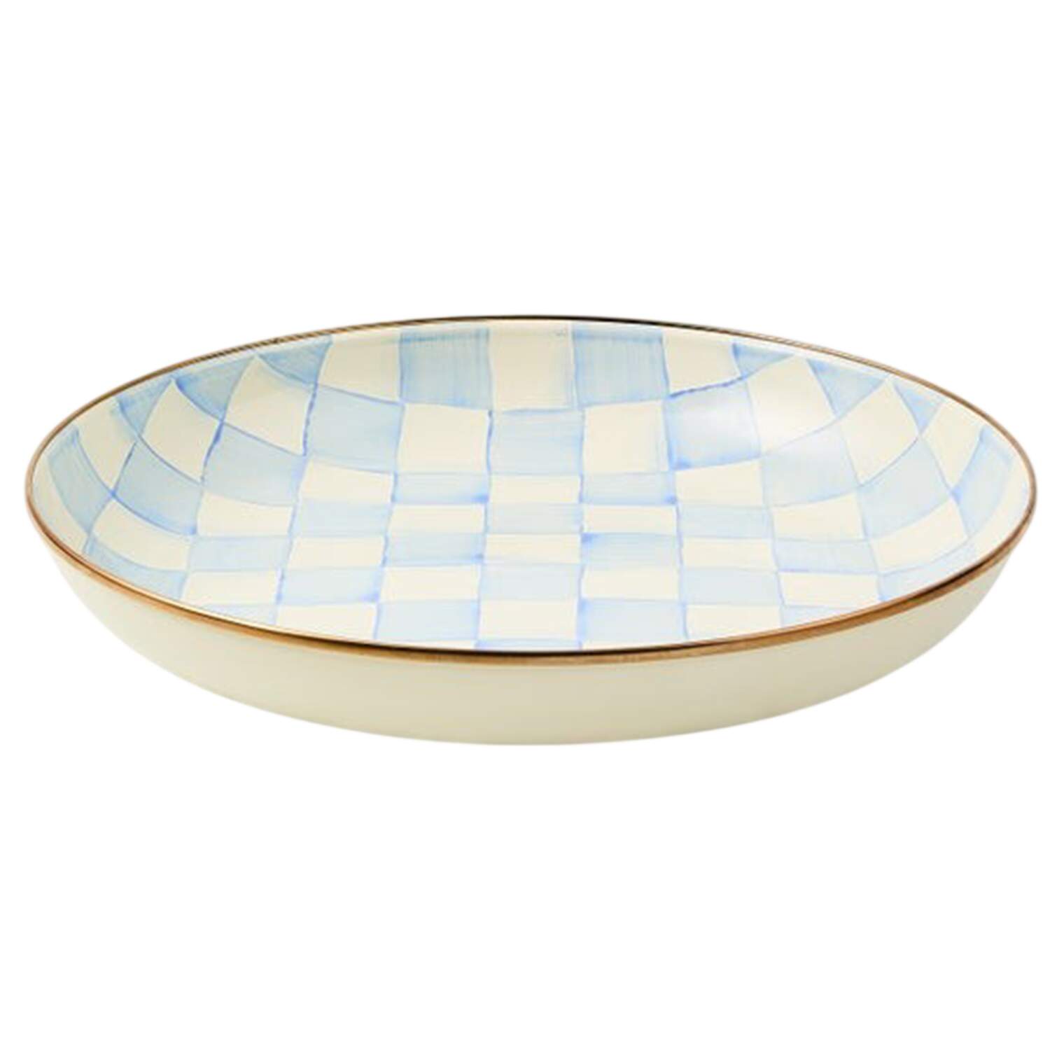 Sky Check (Enamelware) 13" Shallow Round Bowl by MacKenzie-Childs-1