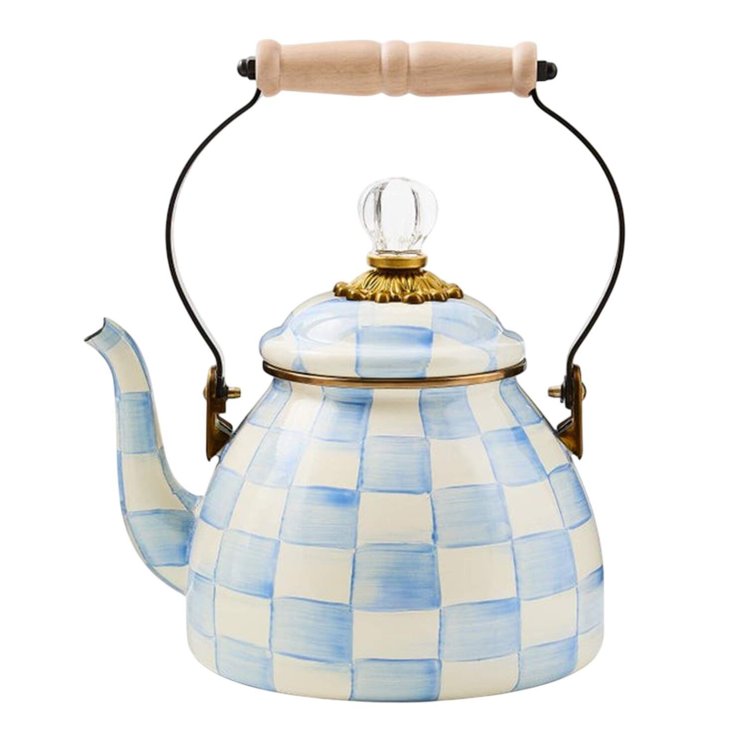 Sky Check (Enamelware) Metal Kettle & Lid by MacKenzie-Childs-1