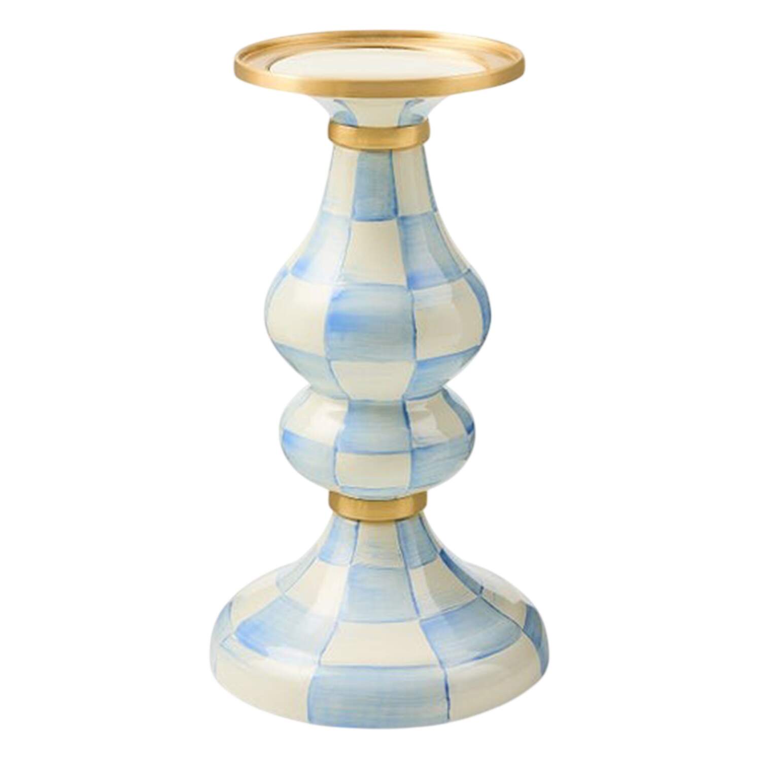 Sky Check (Enamelware) 9" Pillar Candleholder by MacKenzie-Childs-1