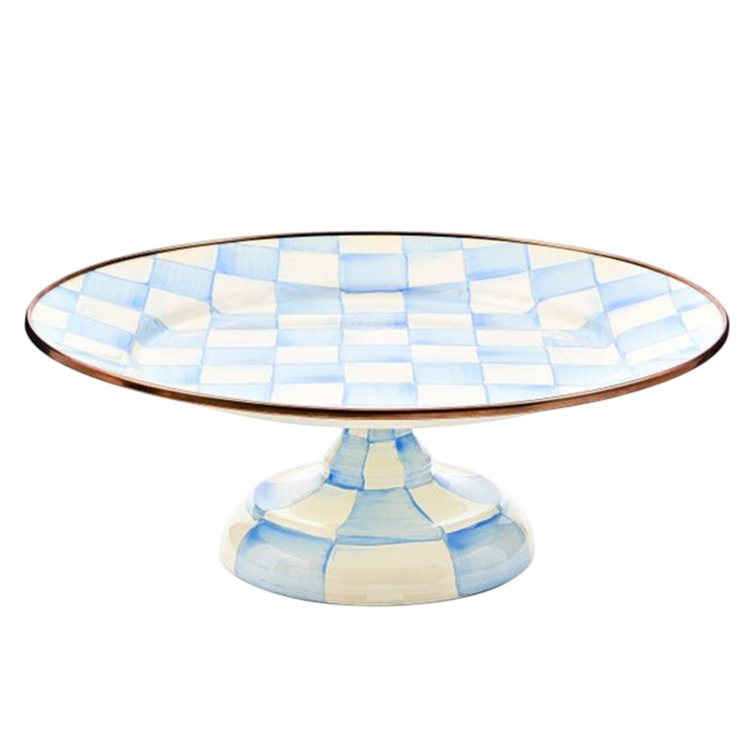Sky Check (Enamelware) 12" Diameter Pedestal Cake Stand by MacKenzie-Childs-1