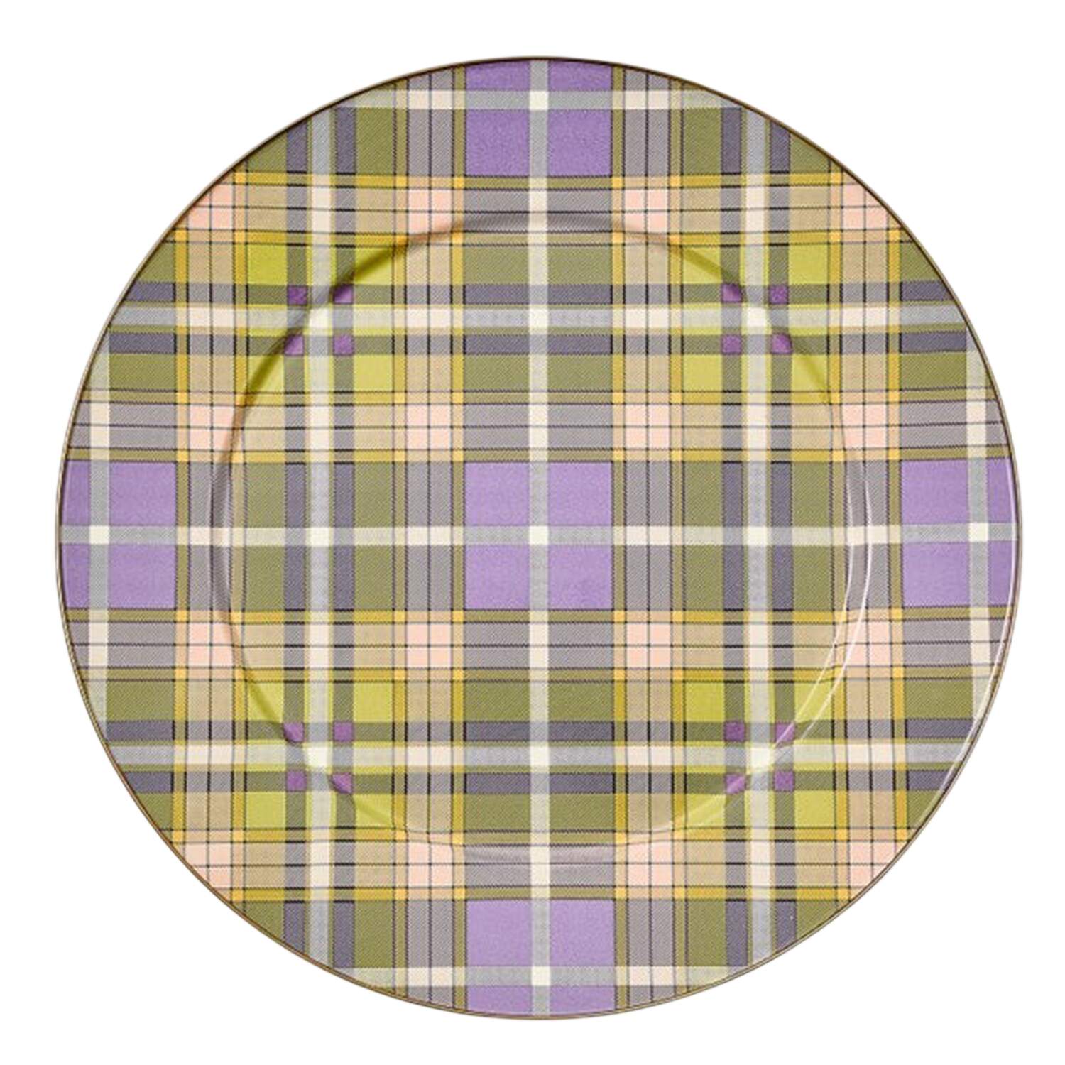 Tartan Violet (Enamelware) 16" Round Platter by MacKenzie-Childs-1
