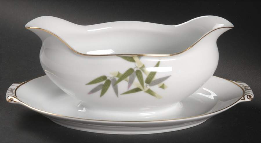 Spring Bamboo Gravy Boat with Attached Underplate by Narumi-1