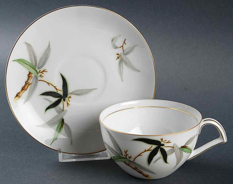 Black Bamboo Flat Cup & Saucer Set by Narumi-1