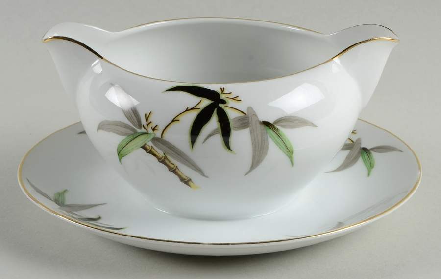 Black Bamboo Gravy Boat with Attached Underplate by Narumi-1