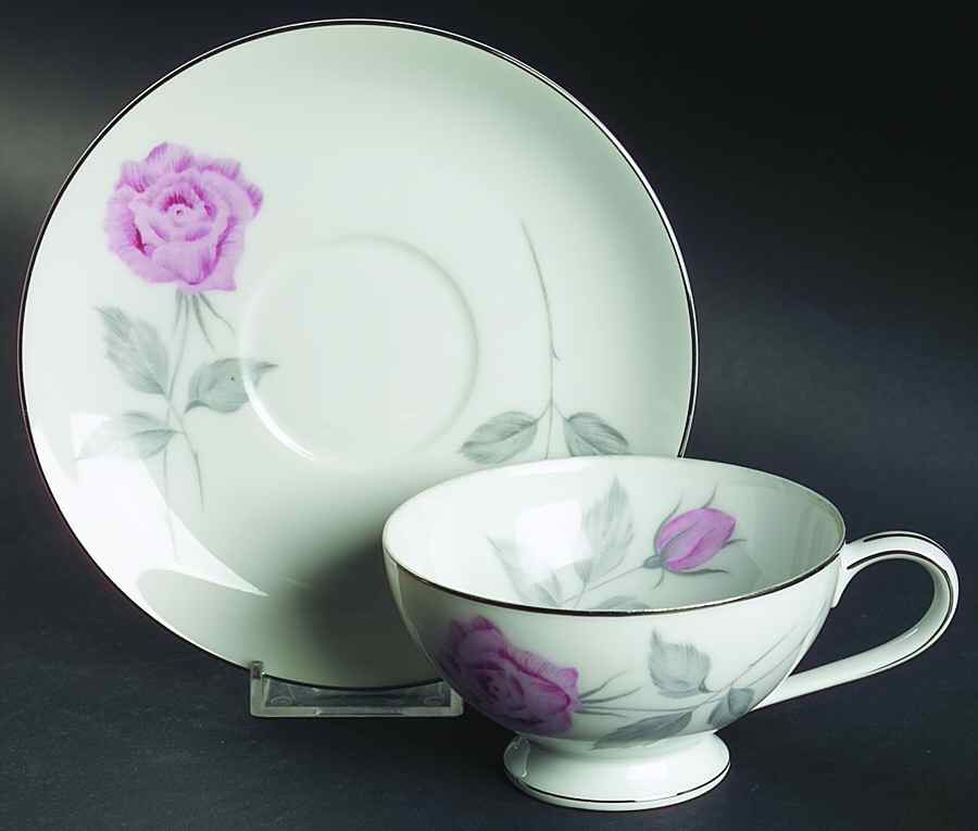 Classic Rose Footed Cup & Saucer Set by Narumi-1