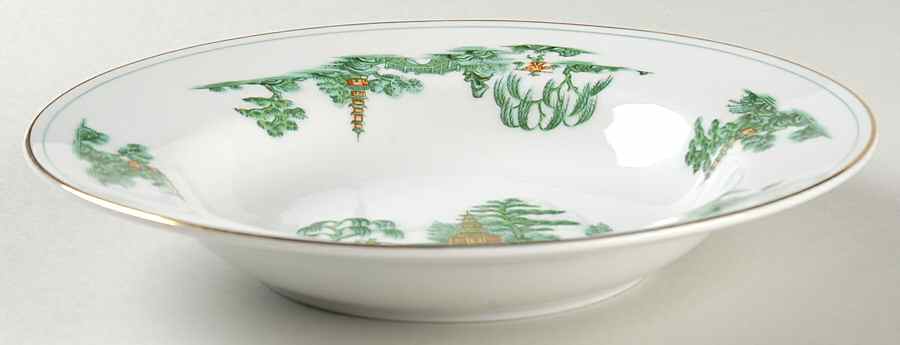 Green Willow Rim Soup Bowl by Narumi-1
