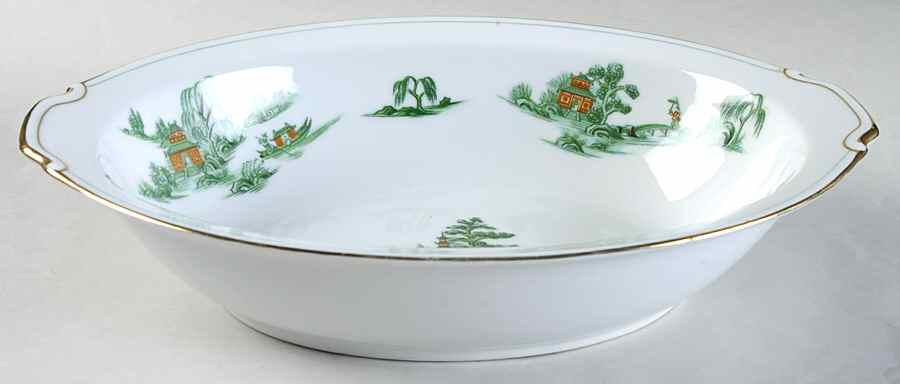 Green Willow 11" Oval Vegetable Bowl by Narumi-1