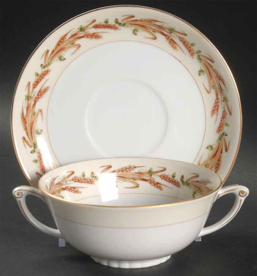 Harvest Footed Cream Soup Bowl & Saucer Set by Narumi-1