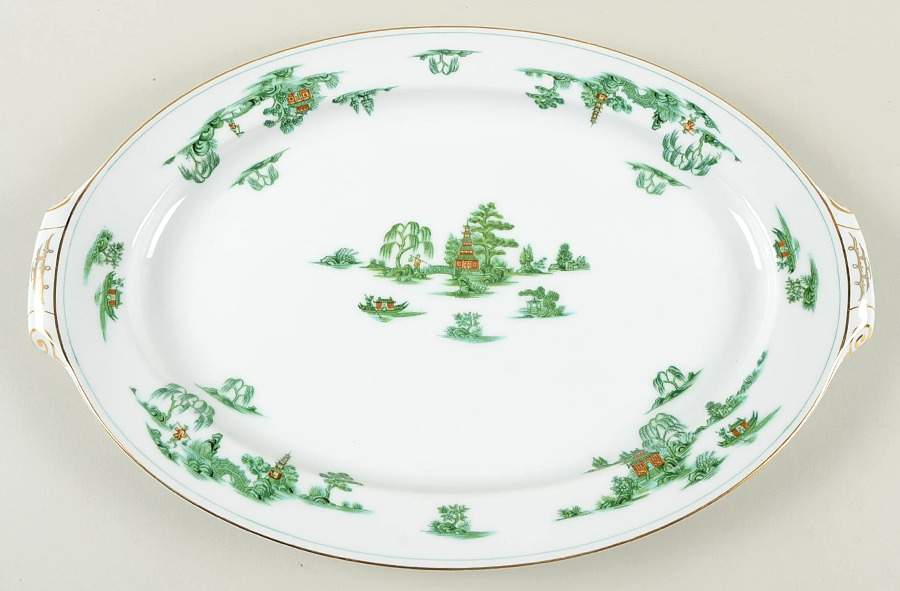Manchu 17" Oval Handled Platter by Narumi-1