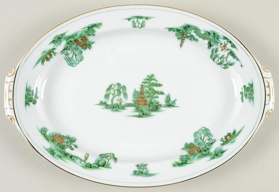 Manchu 12" Oval Handled Platter by Narumi-1