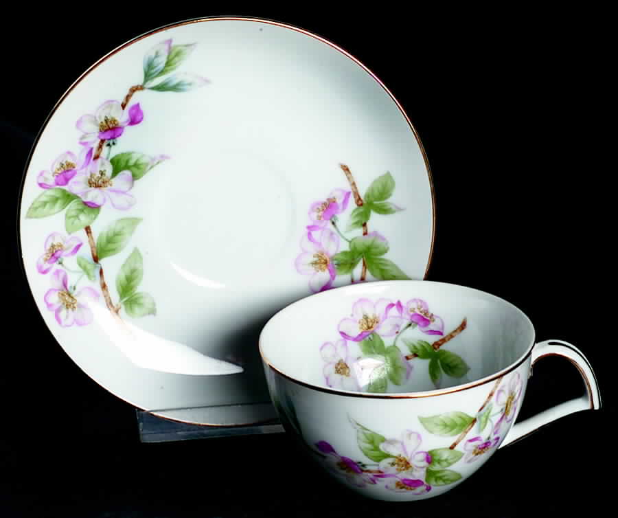 Mountain Cherry Flat Cup & Saucer Set by Narumi-1