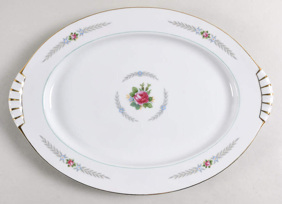 Olive Leaves 15" Oval Serving Platter by Narumi-1