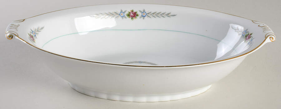 Olive Leaves 11" Oval Vegetable Bowl by Narumi-1