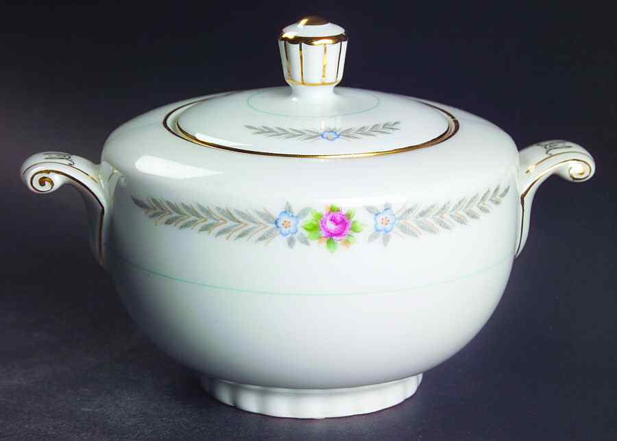 Olive Leaves Sugar Bowl & Lid by Narumi-1
