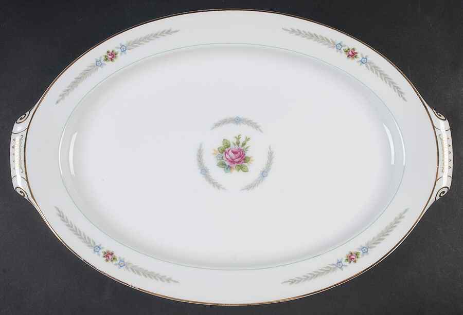 Olive Leaves 17" Oval Serving Platter by Narumi-1