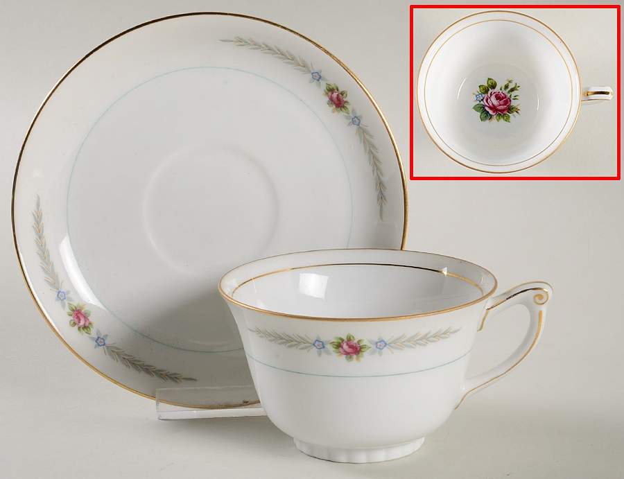Olive Leaves Footed Cup & Saucer Set by Narumi-1