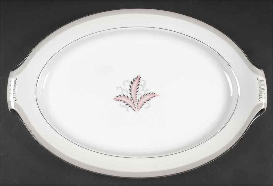Olympia (Pink Flowers) 17" Oval Serving Platter by Narumi-1