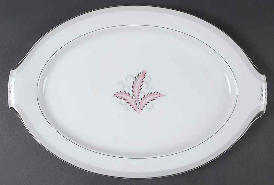 Olympia (Pink Flowers) 15" Oval Serving Platter by Narumi-1