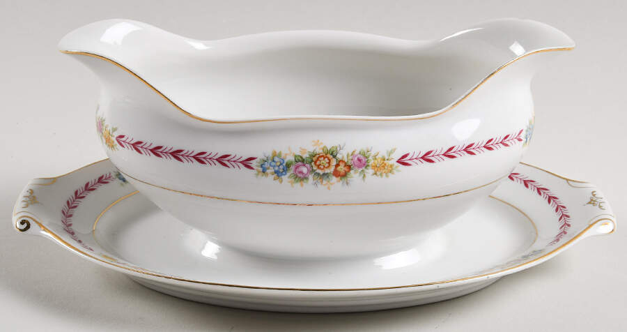 Oriole (No #) Gravy Boat with Attached Underplate by Narumi-1