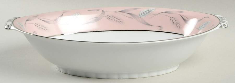Pink Wheat 11" Oval Vegetable Bowl by Narumi-1
