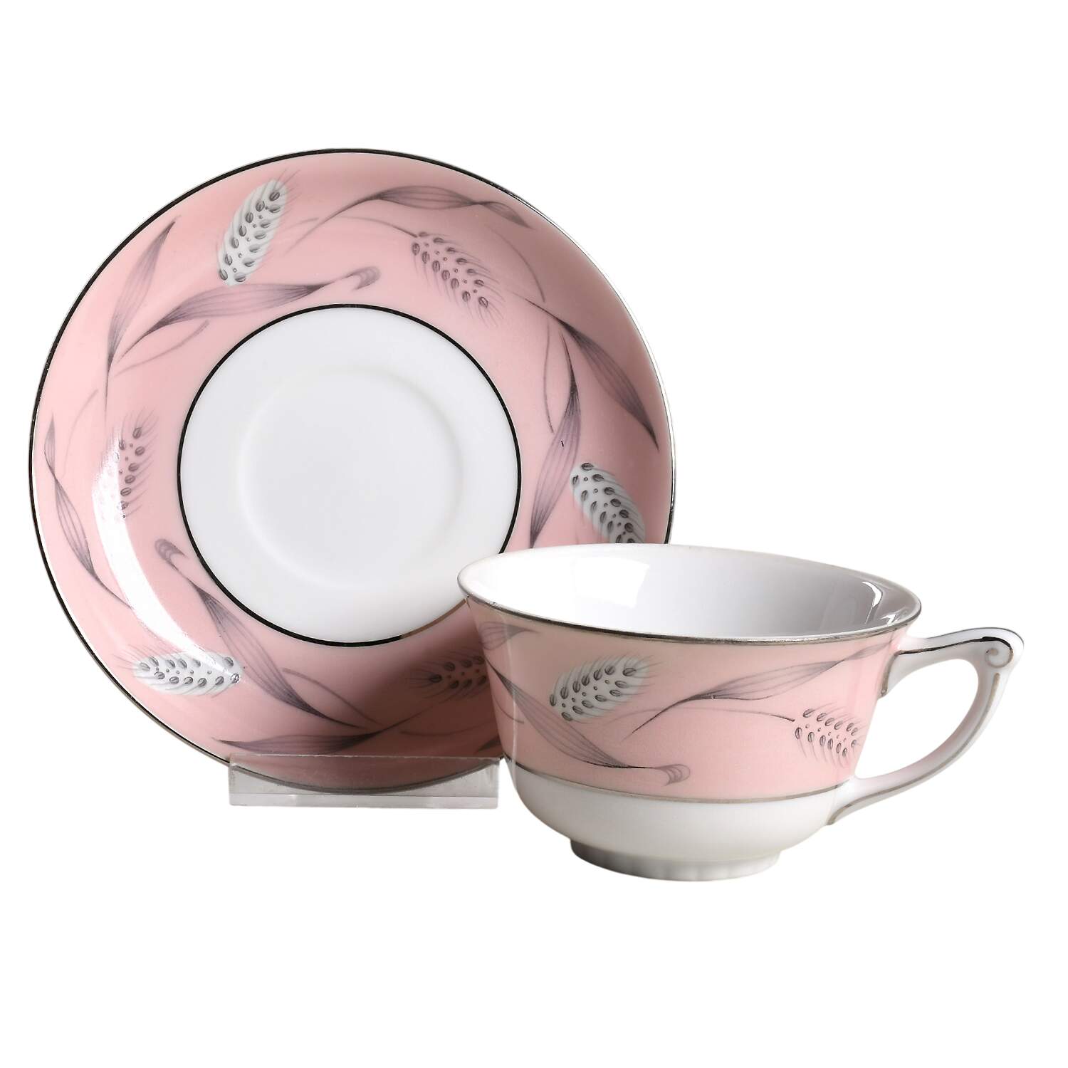 Pink Wheat Flat Cup & Saucer Set by Narumi-1