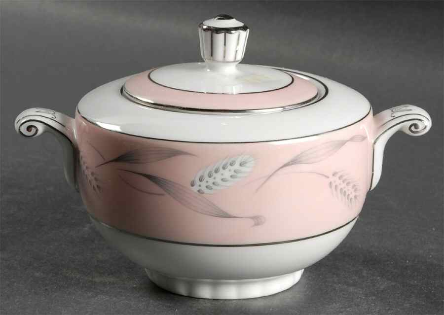 Pink Wheat Sugar Bowl & Lid by Narumi-1