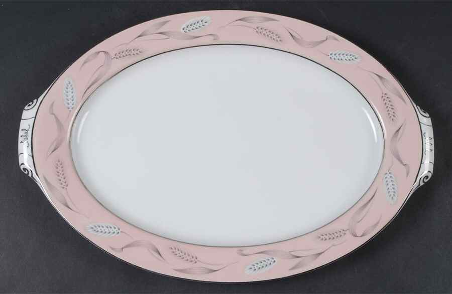 Pink Wheat 15" Oval Serving Platter by Narumi-1