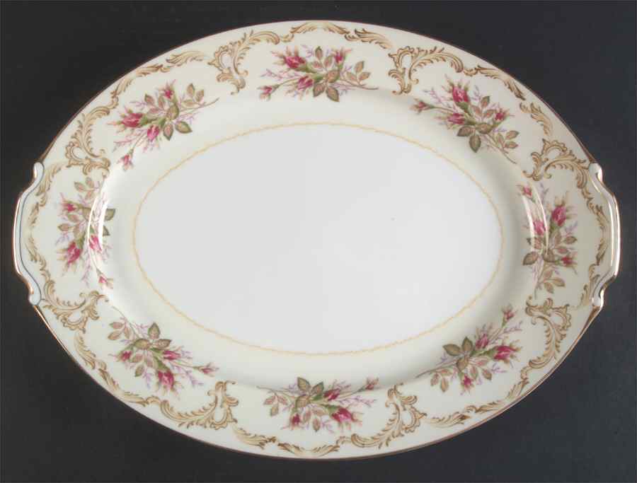 Rosebud 14" Oval Serving Platter by Narumi-1