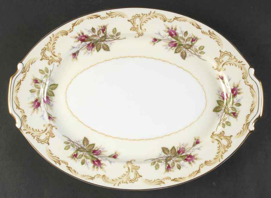 Rosebud 12" Oval Serving Platter by Narumi-1