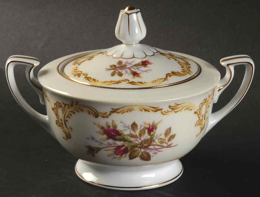 Rosebud Sugar Bowl & Lid by Narumi-1