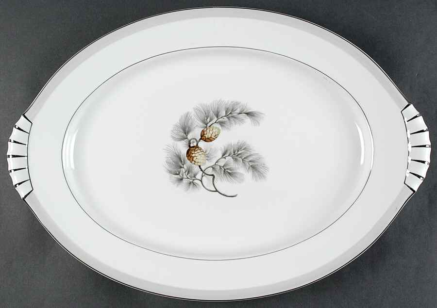 Silver Pine 17" Oval Serving Platter by Narumi-1