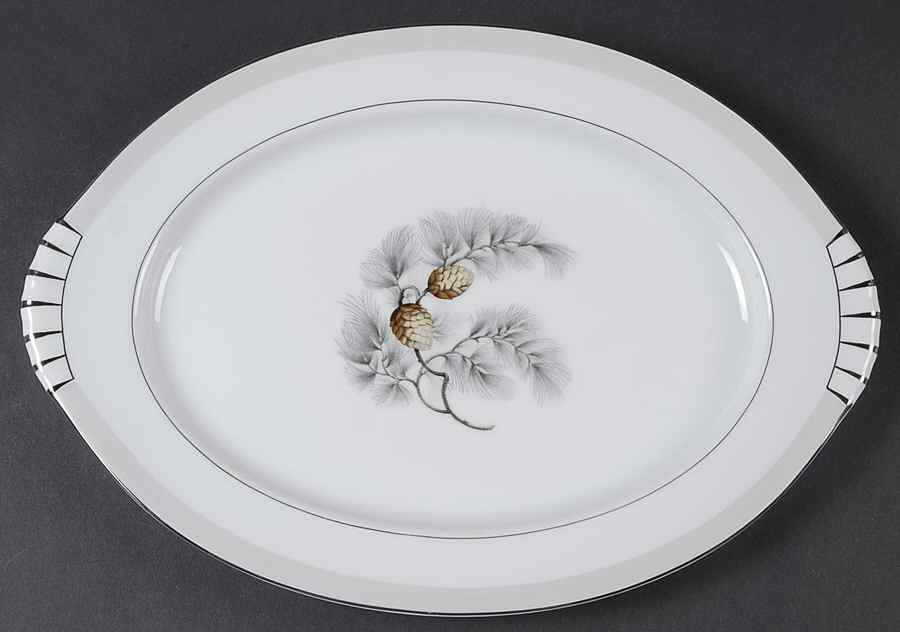 Silver Pine 12" Oval Serving Platter by Narumi-1