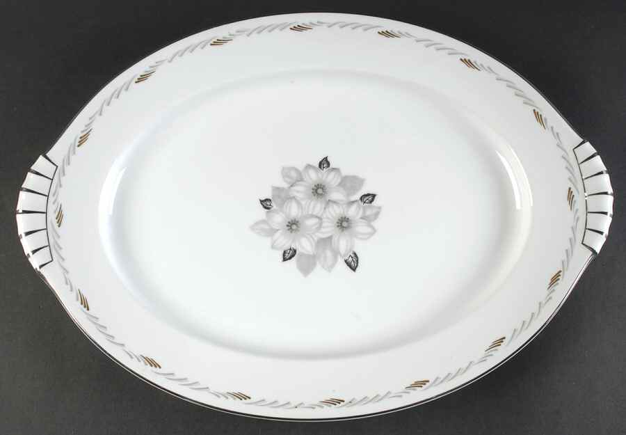 White Flower 17" Oval Serving Platter by Narumi-1