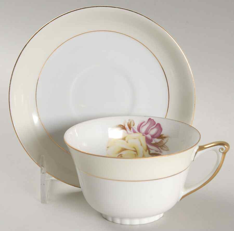 Yellow Rose Flat Cup & Saucer Set by Narumi-1