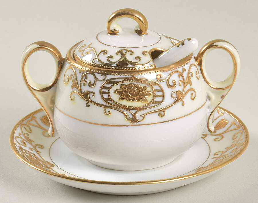 175 Mustard w/Lid & Underplate & Spoon by Noritake-1