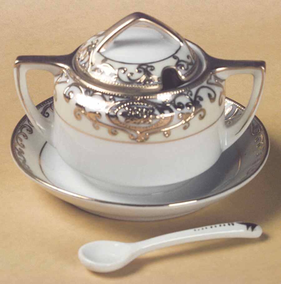 175 Mustard with Attached Underplate, Lid and Spoon by Noritake-1