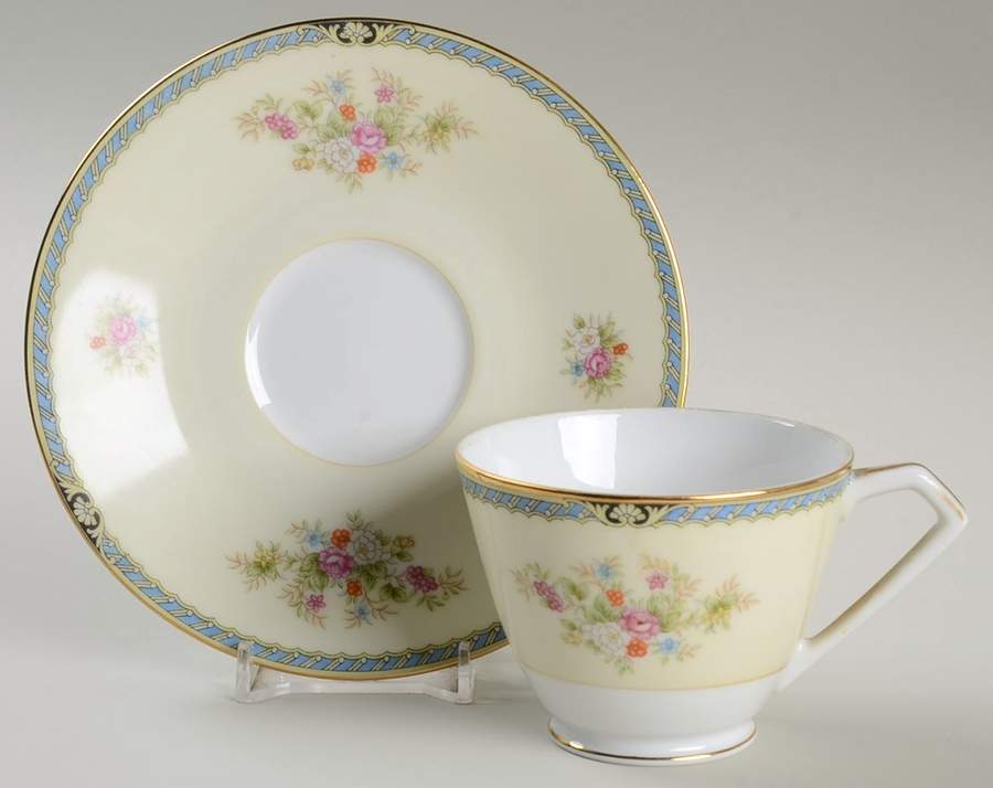 1850 Footed Cup & Saucer Set by Noritake-1
